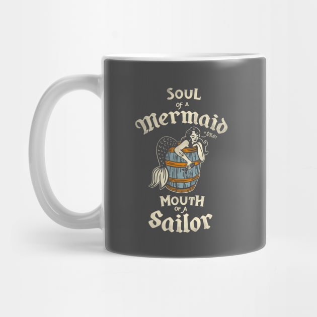 "Soul Of A Mermaid, Mouth Of A Sailor" Cute & Funny Mermaid Art by The Whiskey Ginger